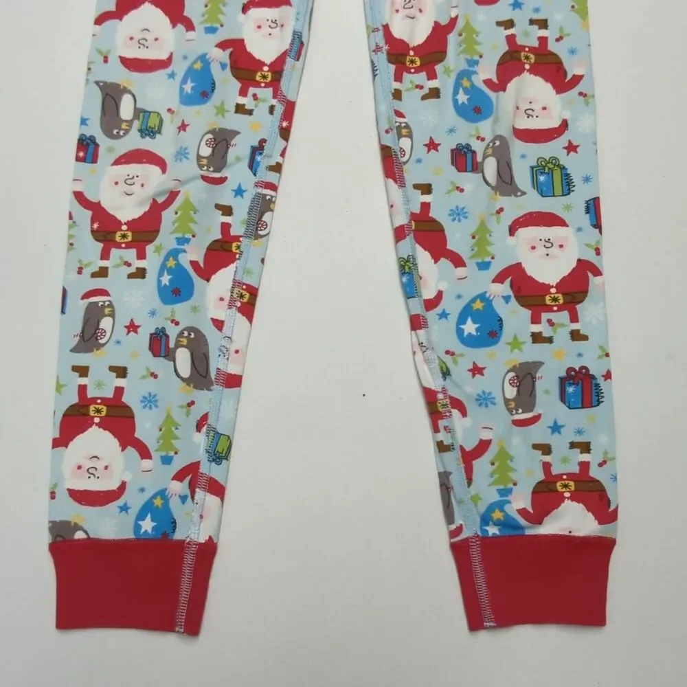 Hanna Andersson Blue Red Santa Organic Cotton Pajamas - Size 120 6/7